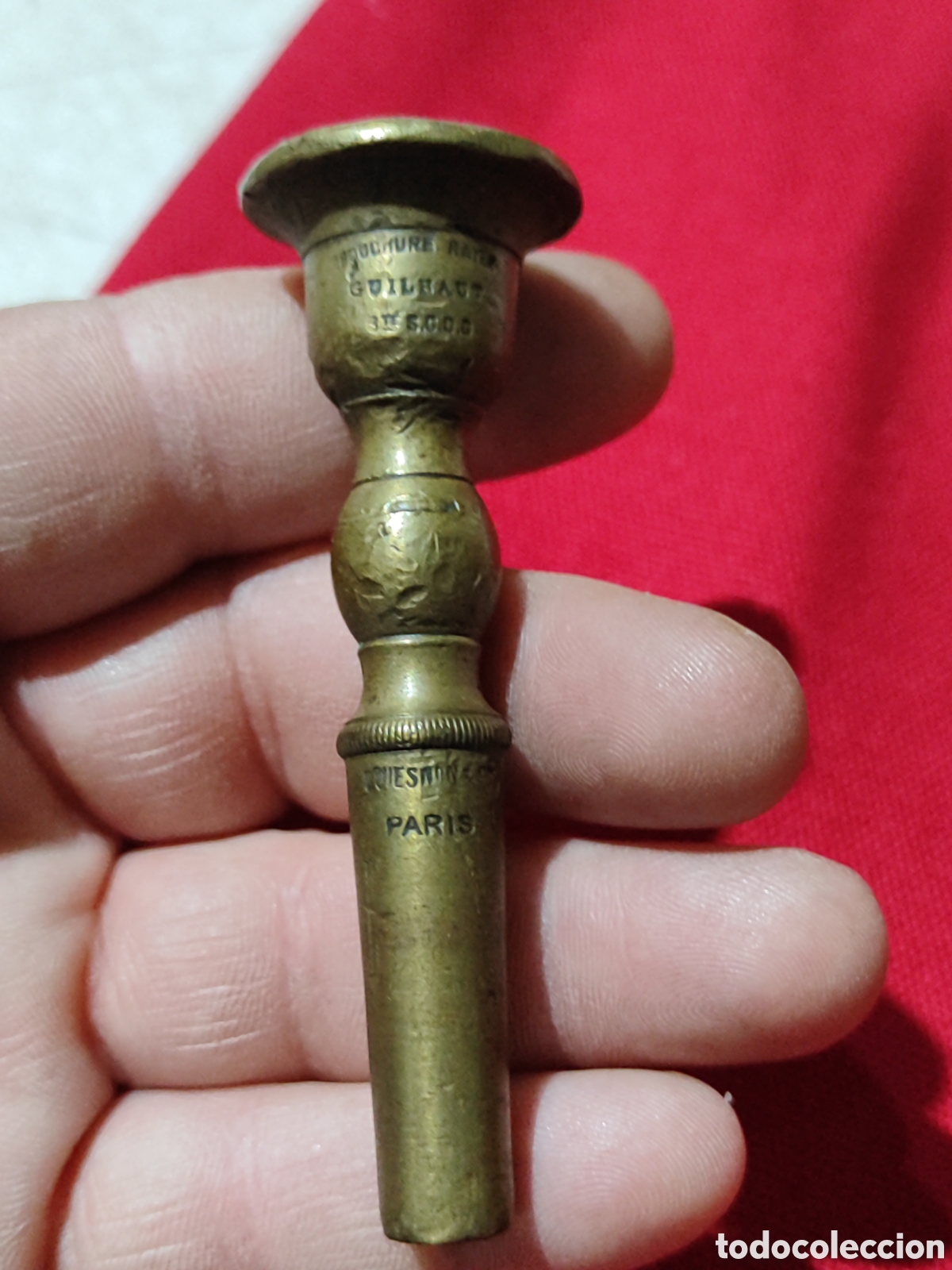 Instrumentos musicales: Antigua boquilla para trompeta o instrumento de aire franc&eacute;s Par&iacute;s