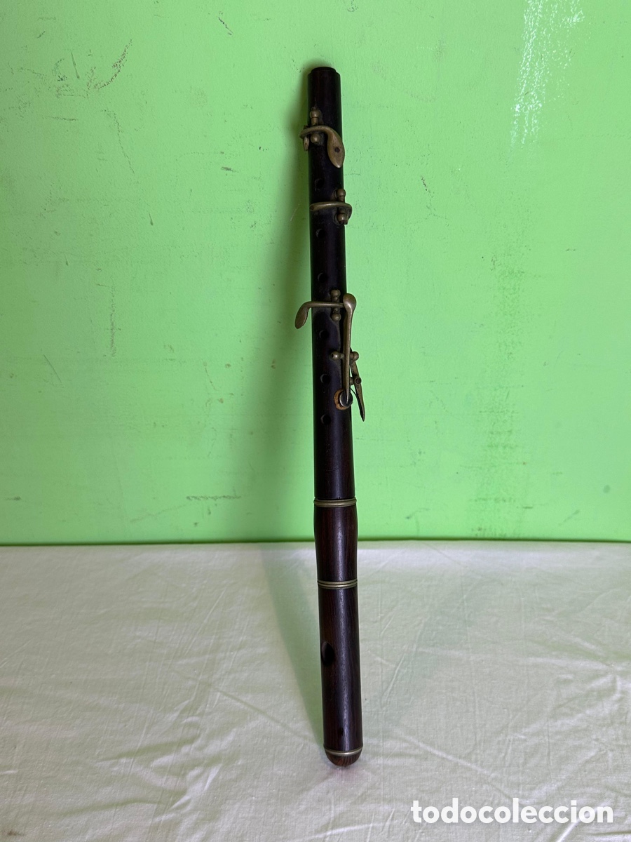 Musikinstrumente: Antigua flauta de pico madera parte de instrumento doble europeo siglo XIX