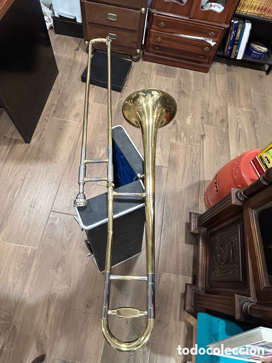 Instrumentos musicales: Antiguo tromb&oacute;n marca SWALLOW - Foto 4