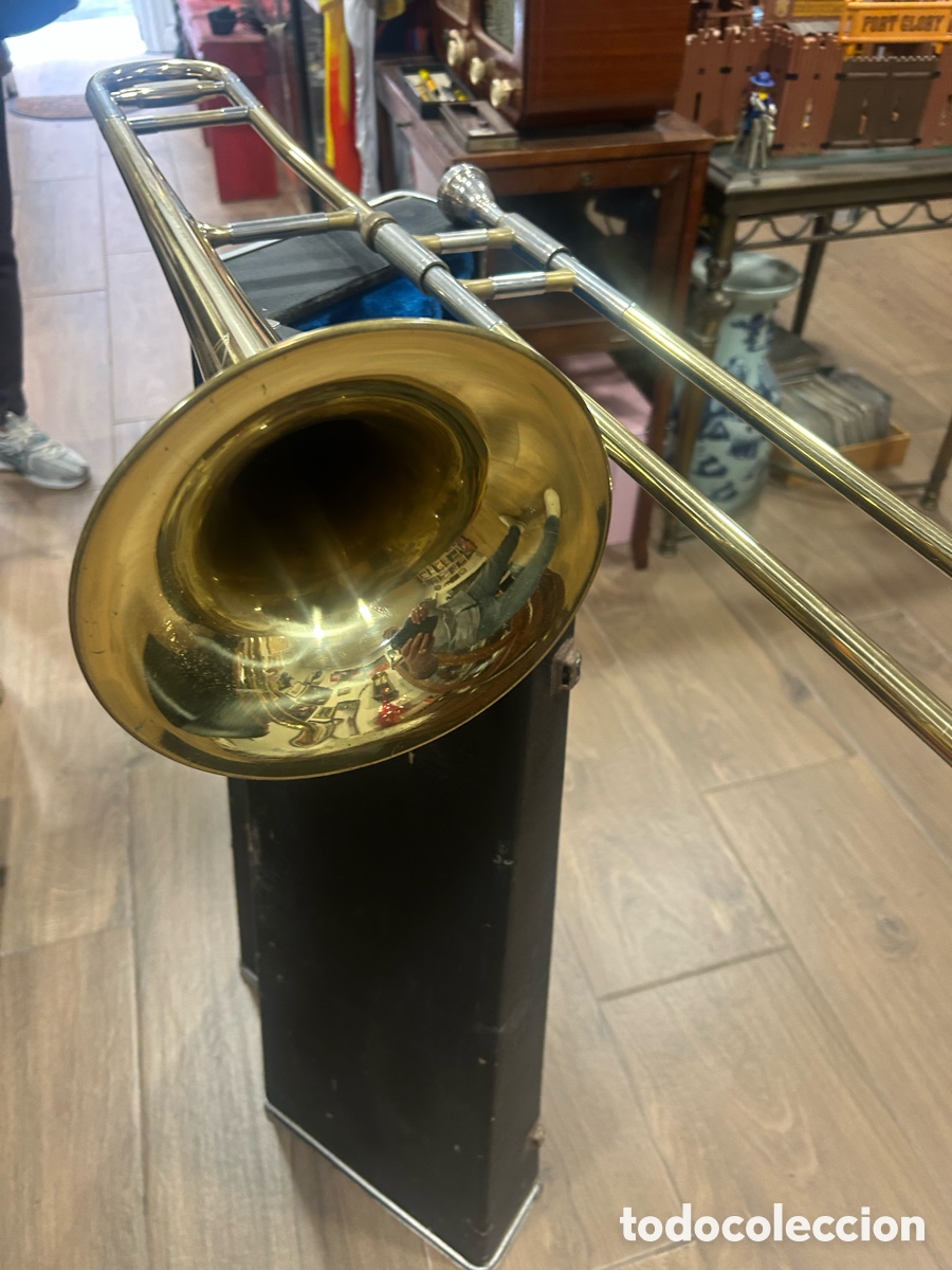 Instrumentos musicales: Antiguo tromb&oacute;n marca SWALLOW - Foto 6
