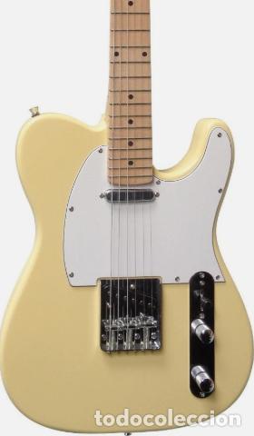 Instrumentos Musicais: Pack guitarra Telecaster vintage Blonde crema, juego con funda + correa + 3 p&uacute;as + funda transporte