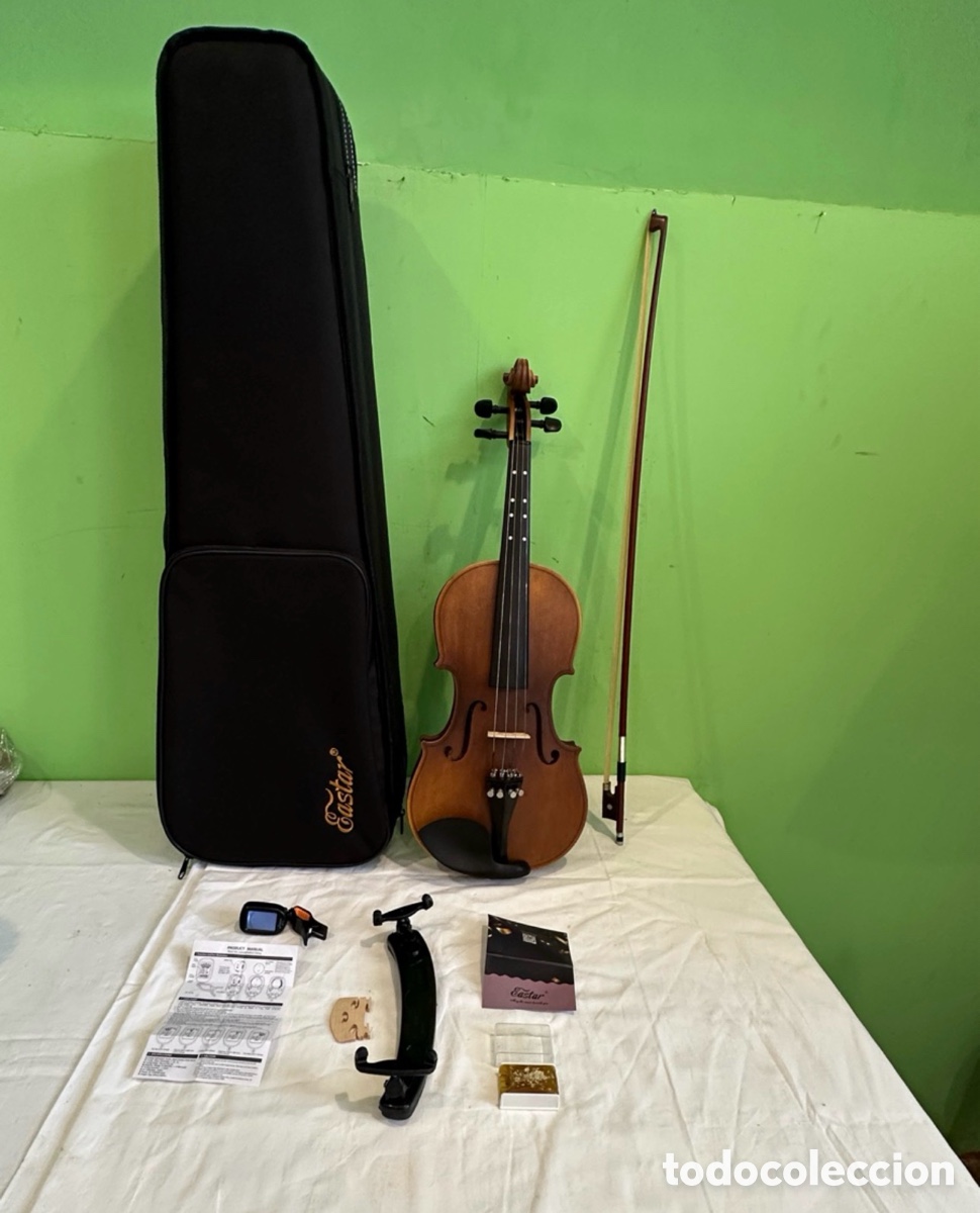 Instrumentos Musicais: Viol&iacute;n Eastar completo con funda arco afinador soporte resina y accesorios