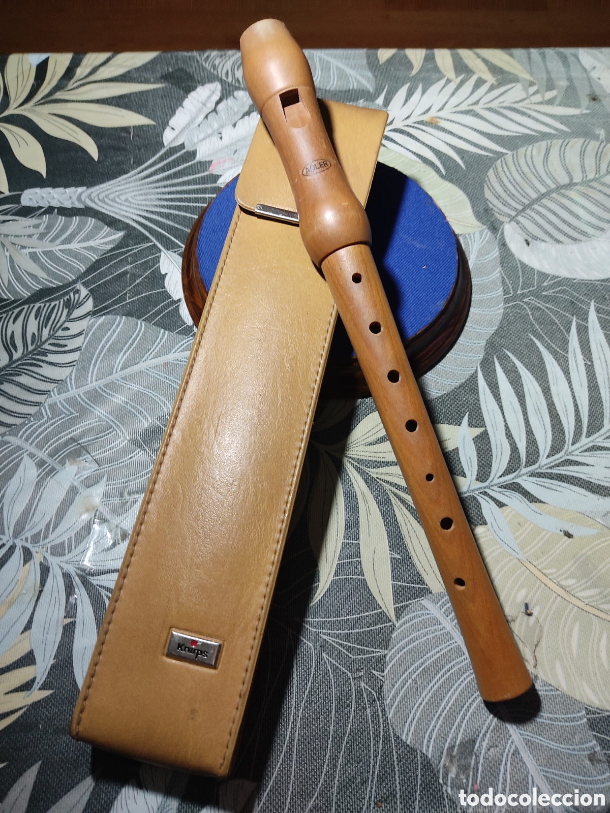 Musical instruments: Flauta de madera Adler con funda Knirps.Made in Germany.A&ntilde;os 60-70.