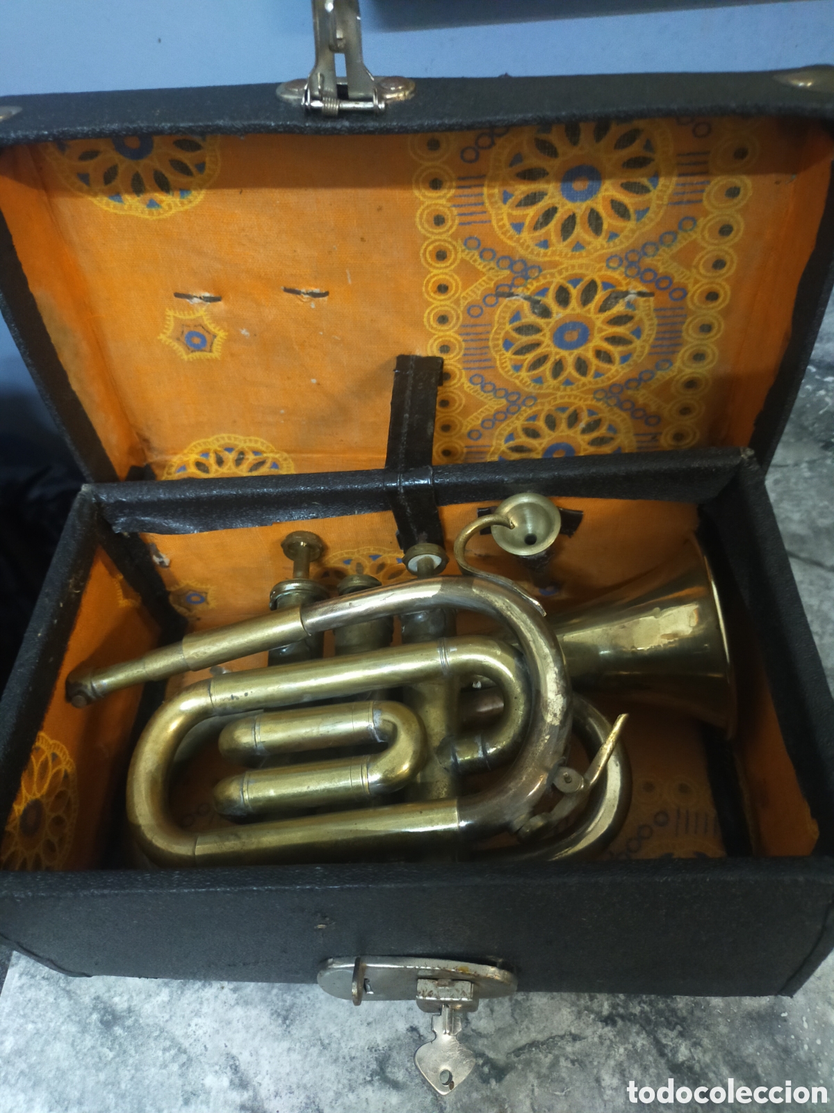 Instrumentos musicales: Corneta/Trompeta de bolsillo con estuche
