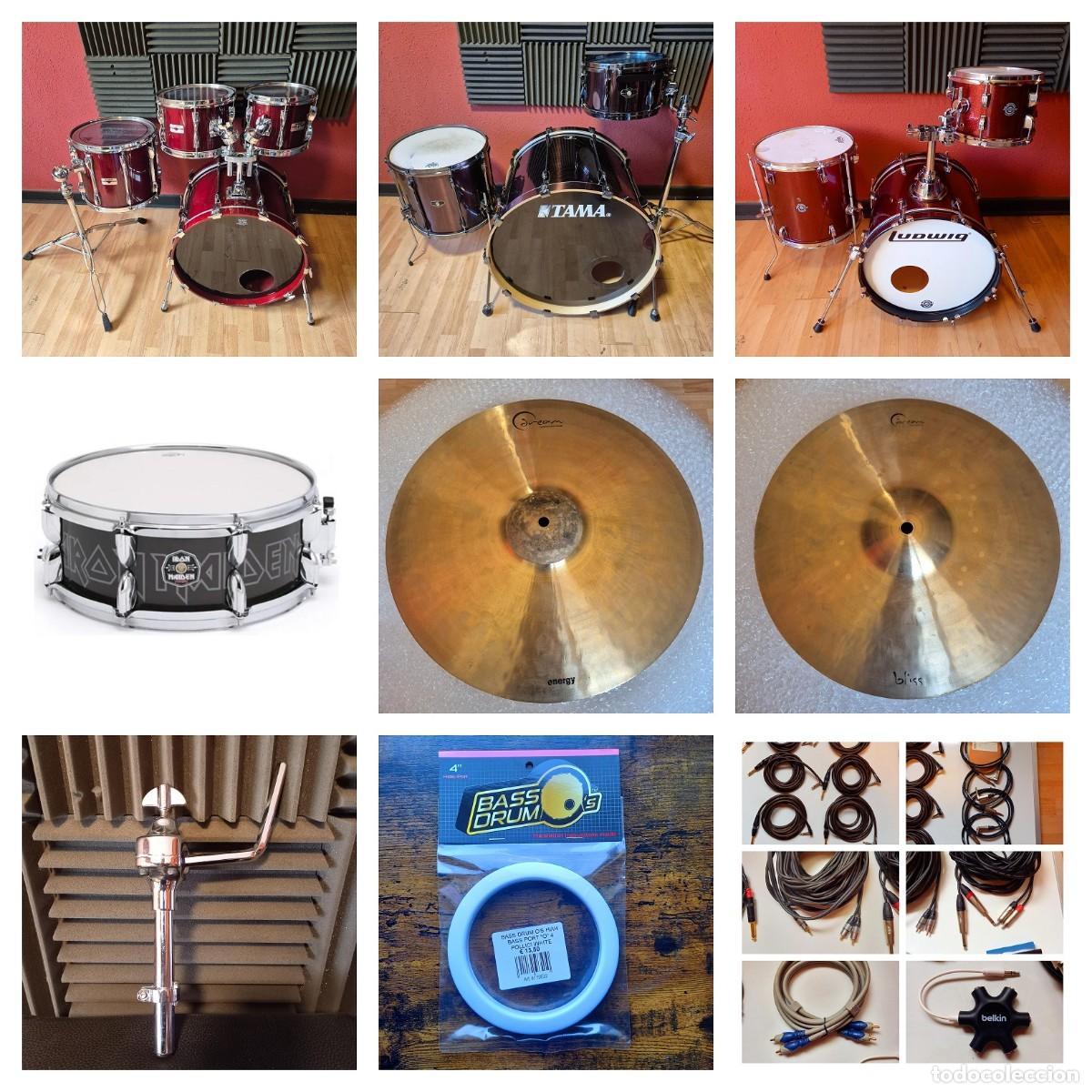 Instrumentos musicales: Bater&iacute;as, cajas, platos, herrajes, accesorios, varios