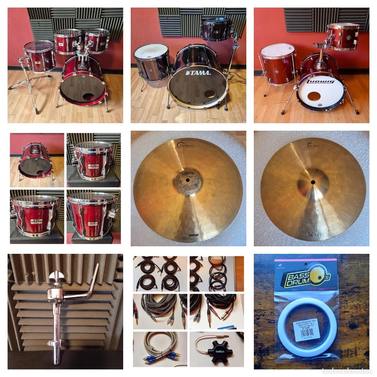 Instrumentos musicales: Bater&iacute;as, cajas, platos, herrajes, accesorios, varios
