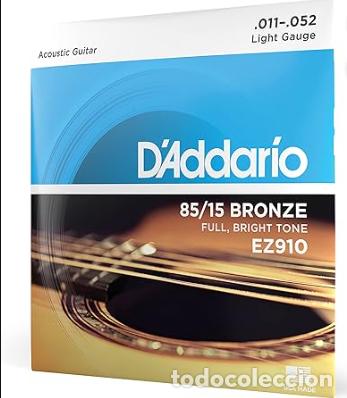 Instrumentos musicales: D'Addario Juego de cuerdas para Guitarra Acustica, EZ910 de bronce, Ligero,011' - 052'