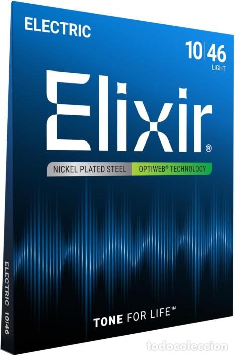 Instrumentos musicales: Cuerdas para guitarra el&eacute;ctrica Elixir Strings con recubrimiento OPTIWEB, calibre ligero (.010-.046)