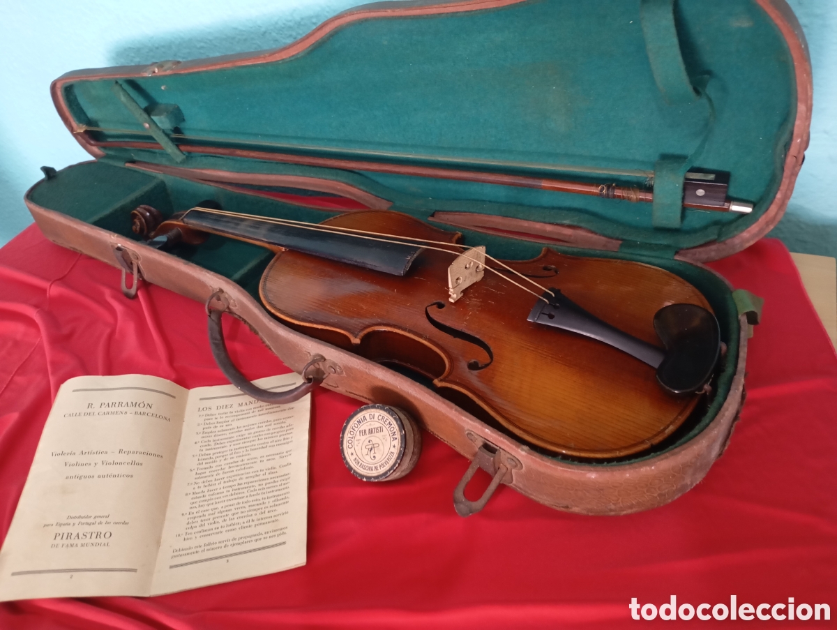Instrumentos musicales: A&ntilde;os '30 Viol&iacute;n Luthier R. Parram&oacute;n Barcelona Tres Cuartos 56cm con Estuche Manual Cremona Pirastro