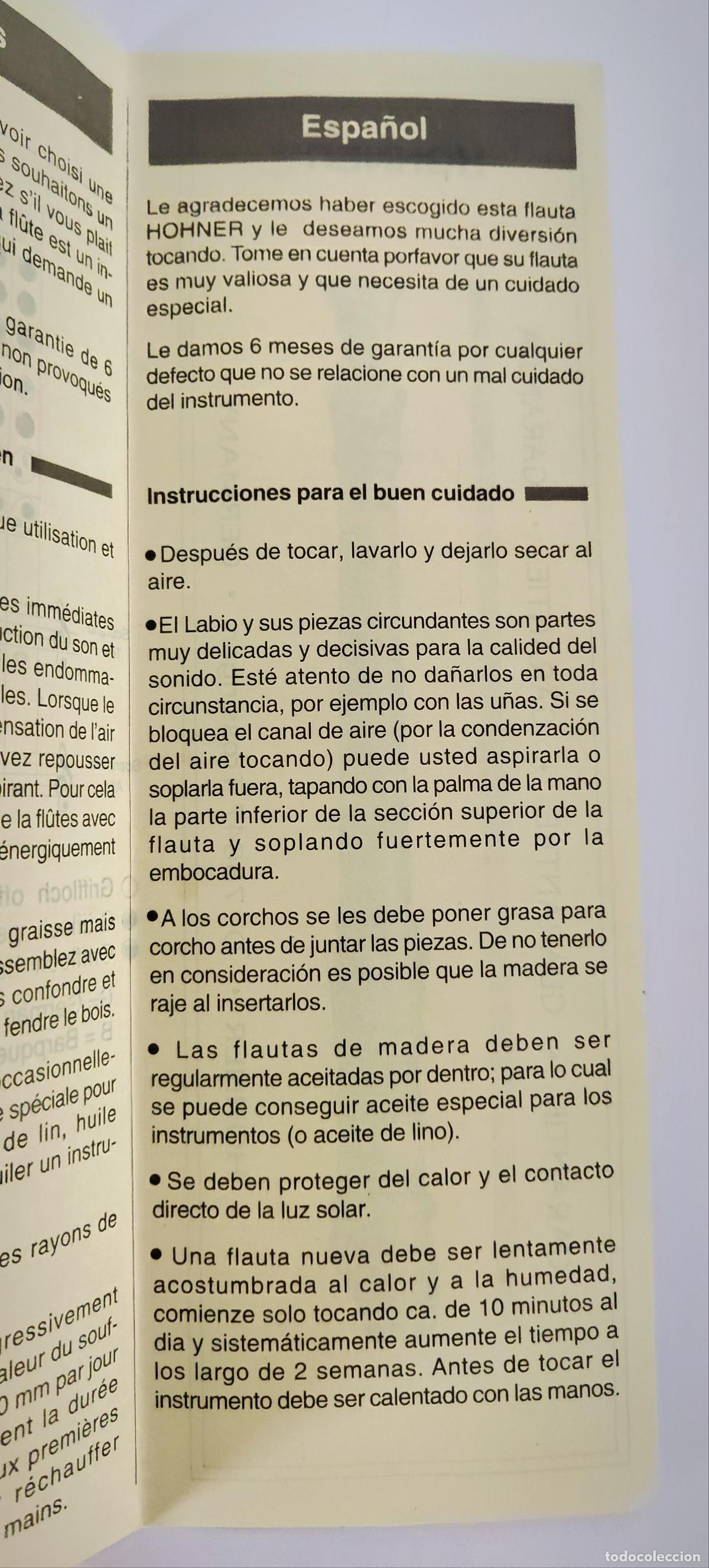 Instrumentos musicales: FLAUTA DULCE HOHNER - MADERA DE PERAL - CON ESTUCHE COMPLETO E INSTRUCCIONES - Foto 5