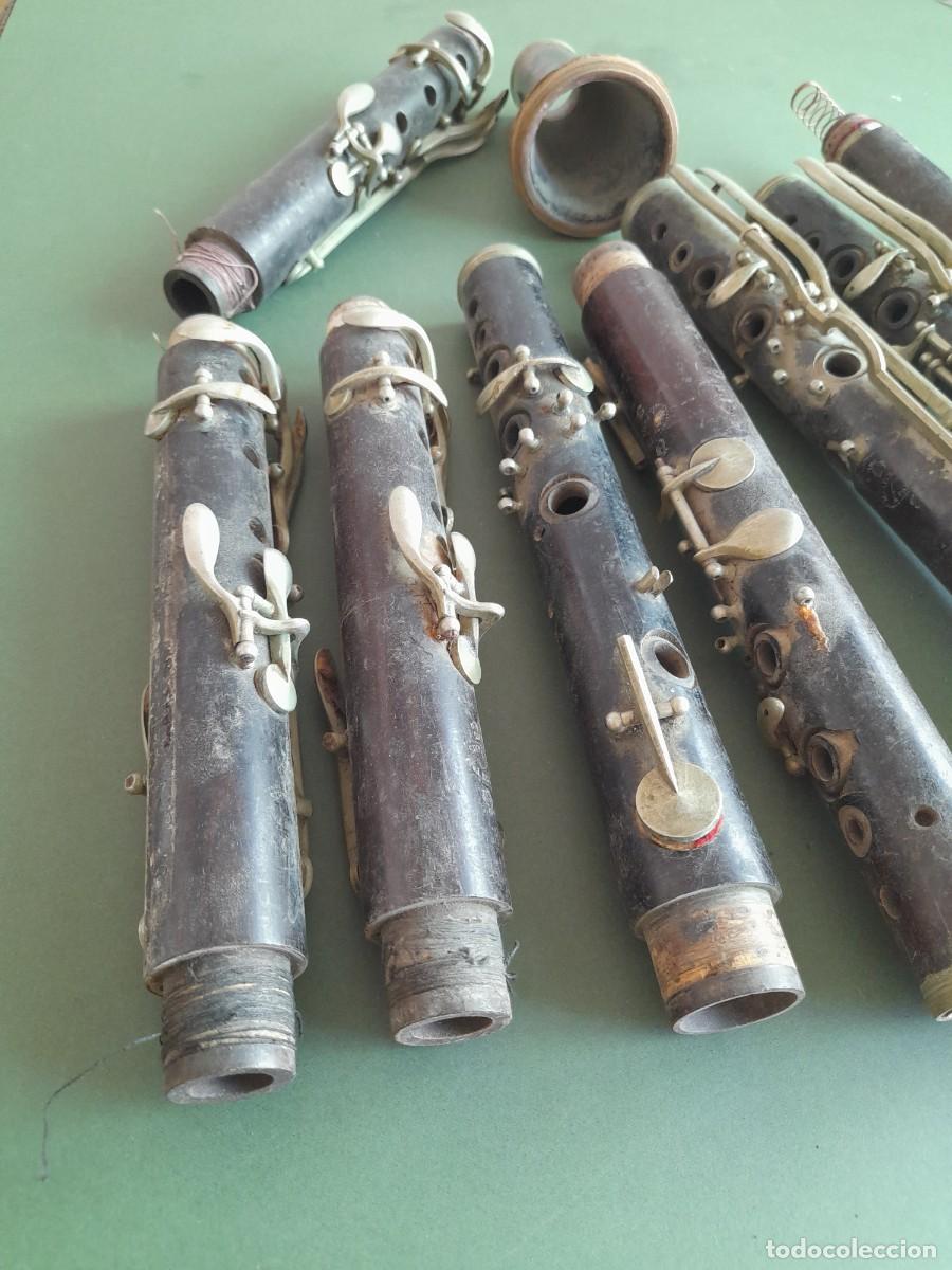 Instrumentos musicales: Lote piezas de clarinetes antiguos para restauraci&oacute;n, uno marca martin freres paris, madera