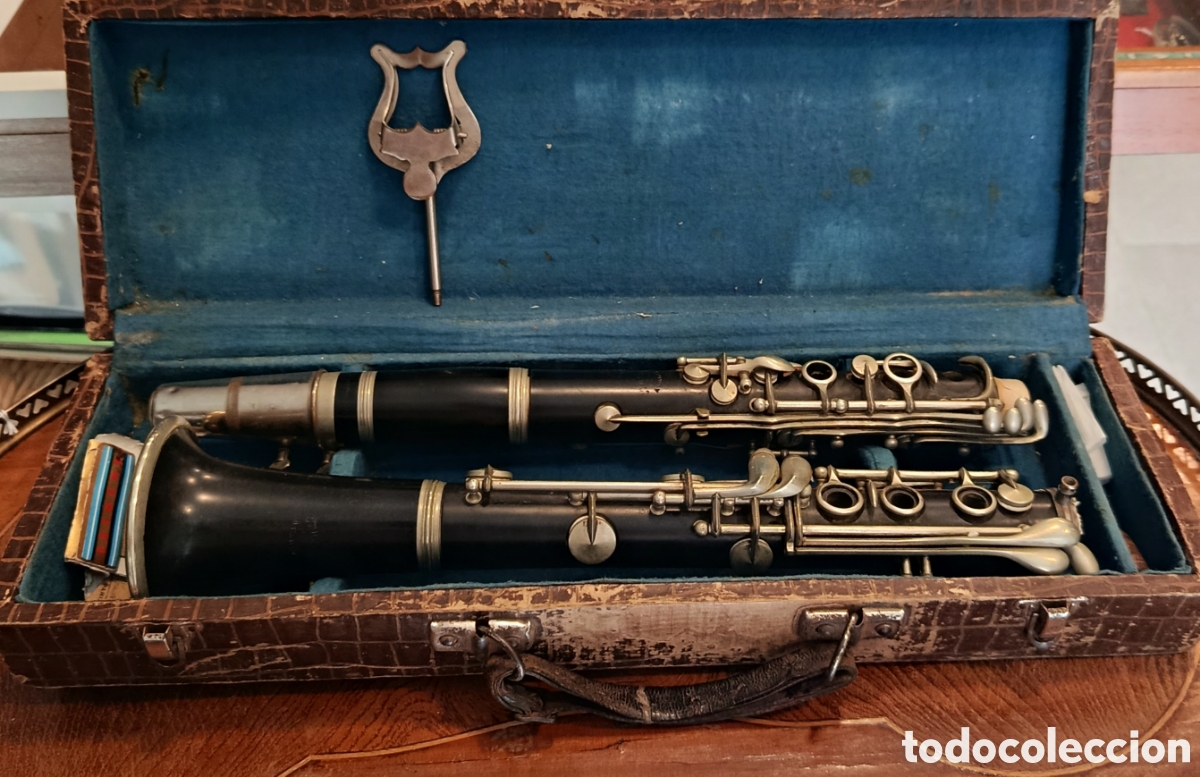 Instrumentos musicales: Fant&aacute;stico clarinete de &eacute;bano couesnon & cie par&iacute;s con malet&iacute;n original a&ntilde;o 20