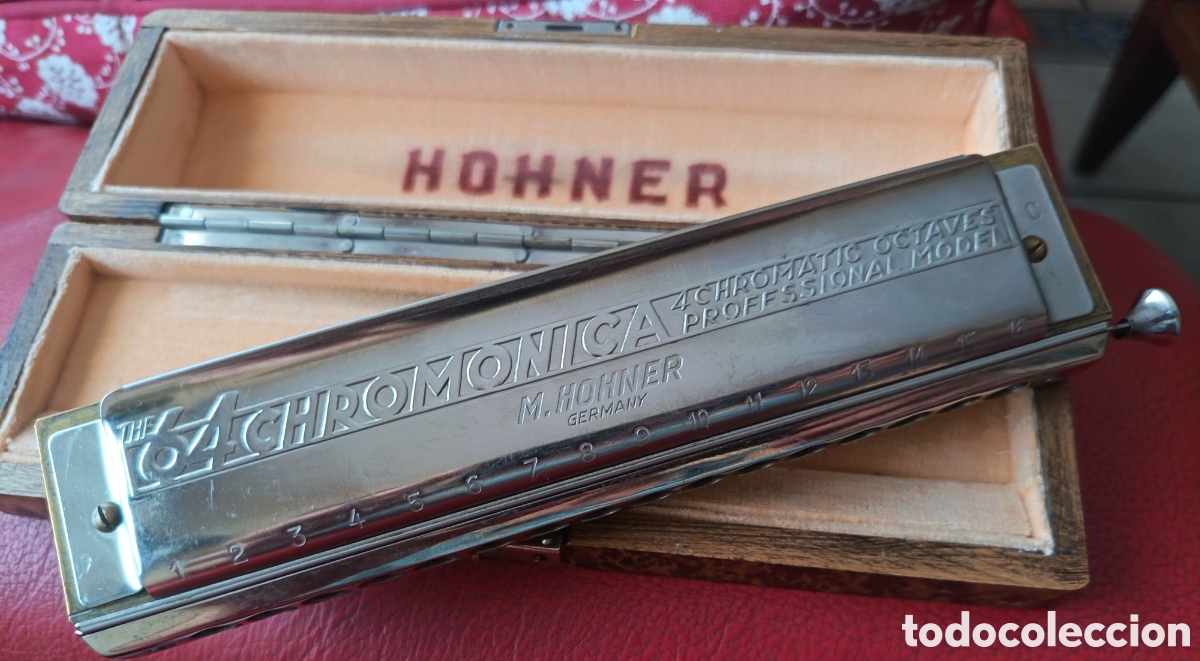 Instruments Musicaux: Arm&oacute;nica crom&aacute;tica vintage Hohner &rdquo;The 64 Chromonica&rdquo; Professional Model (de 4 octavas y 16 agujeros