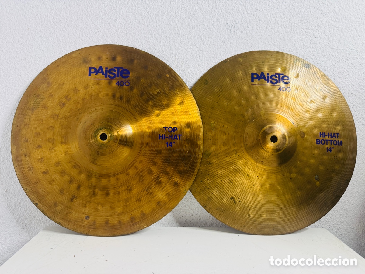 Instrumentos musicales: PAISTE Vintage Paiste 400 14&rdquo; Hi-Hat Cymbals Top & Bottom West Germany 1980s