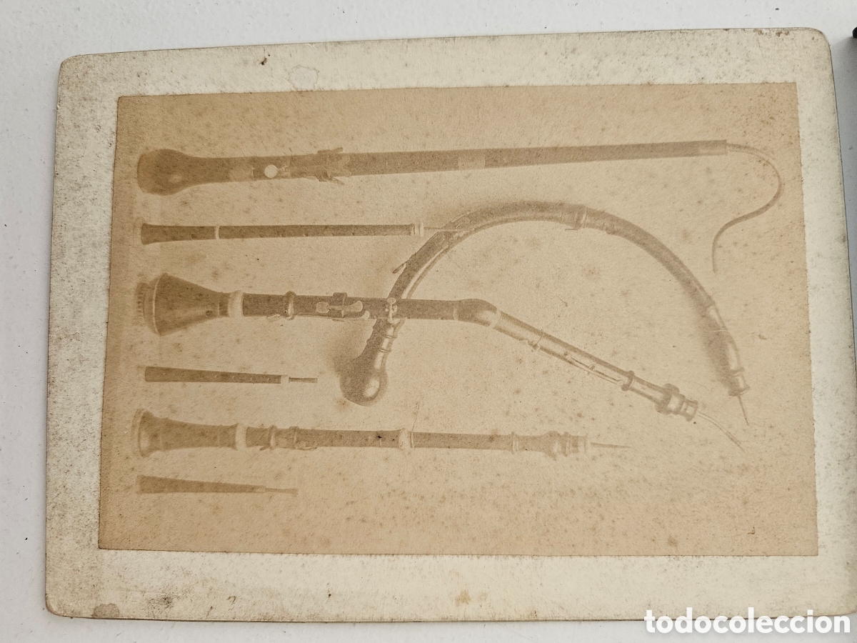Instrumentos musicales: Magn&iacute;fica Fotograf&iacute;a Ant&iacute;gua Sepia - Instrumentos Musicales de Viento - XIX - XX (14.5 x 10.
