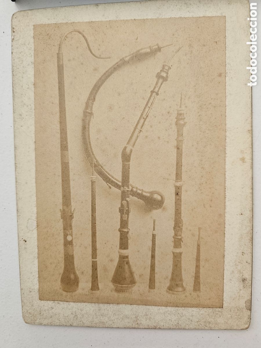 Instrumentos musicales: Magn&iacute;fica Fotograf&iacute;a Ant&iacute;gua Sepia - Instrumentos Musicales de Viento - XIX - XX (14.5 x 10.