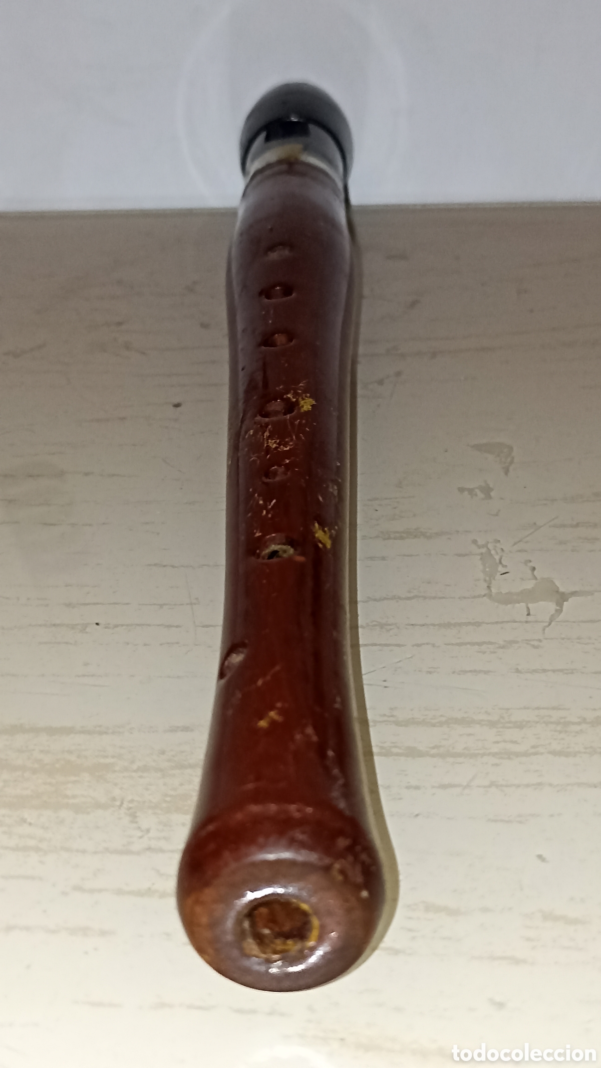 Instrumentos musicales: Flauta dulce soprano vintage JUMBO de madera y boquilla bakelita &ndash; 32.5 cm
