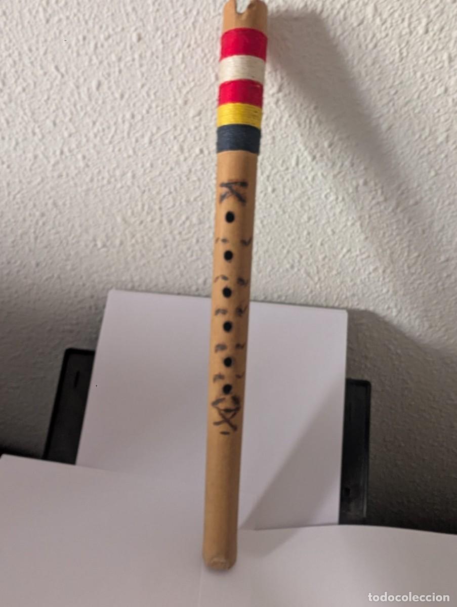 Instrumentos musicales: Flauta Guaran&iacute; Mimby Bamb&uacute; Pirograbado (A&ntilde;os 80)