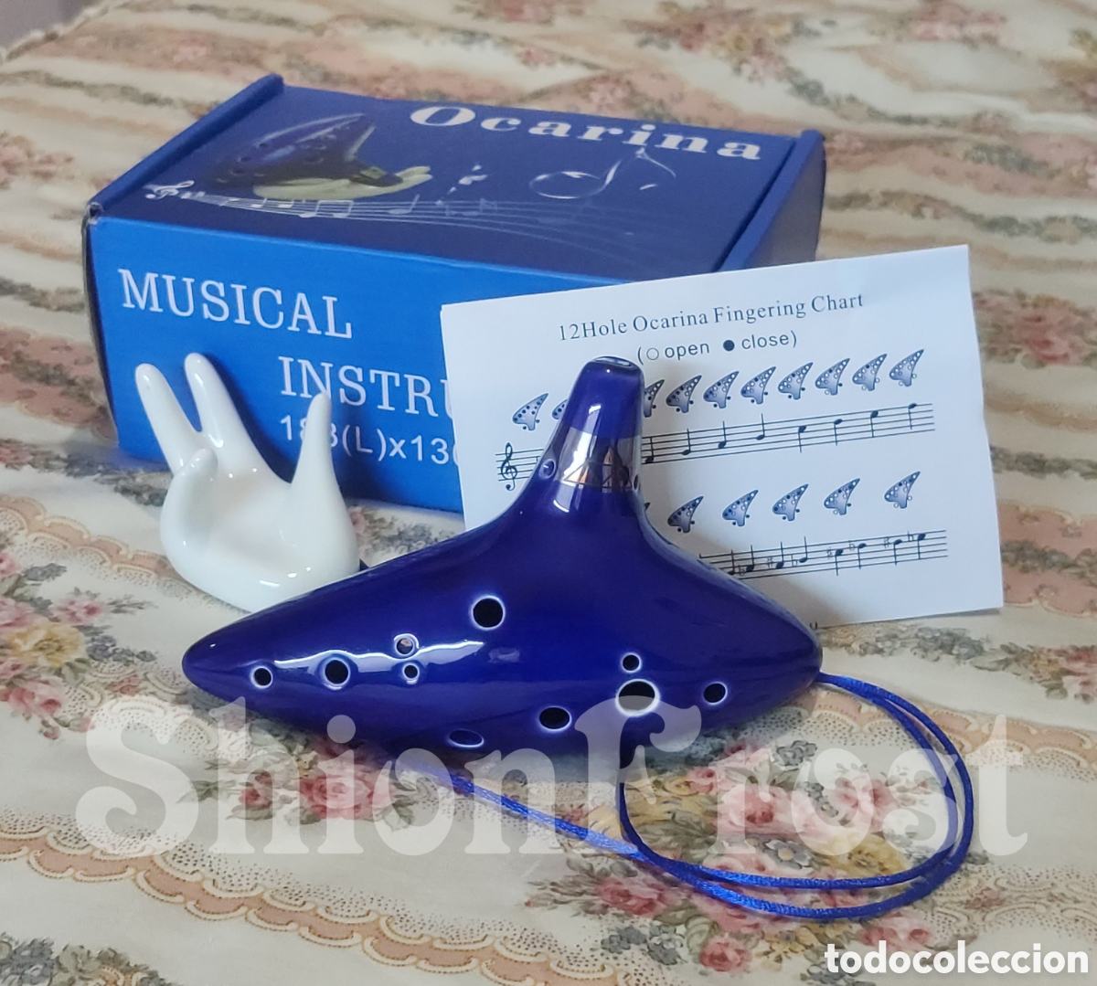 Instrumentos musicales: The Legend of Zelda Ocarina of Time - Ocarina del Tiempo - Flauta Cer&aacute;mica Azul de 12 agujeros