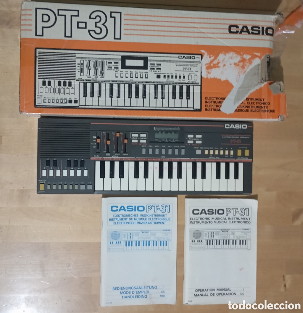 Instrumentos musicales: PT-31 Casio para piezas Instrumento Musical Completo Caja Manuales Tapa pilas # teclado &oacute;rgano retro