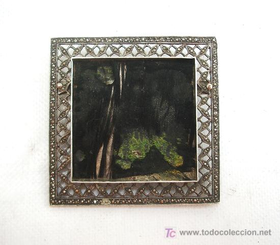 Joyeria: Broche antiguo en plata con forma cuadrada. - Foto 1