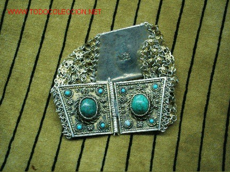 Joyeria: Pulsera de plata y turquesas,origen Israel. - Foto 1