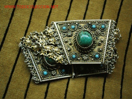 Joyeria: Pulsera de plata y turquesas,origen Israel. - Foto 2