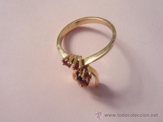 Joyeria: Antiguo anillo de oro de 18 k con granates - Foto 2