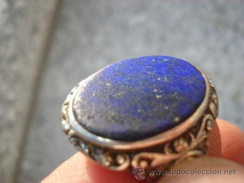 Joyeria: Antiguo anillo de plata y lapislazuli - Foto 2