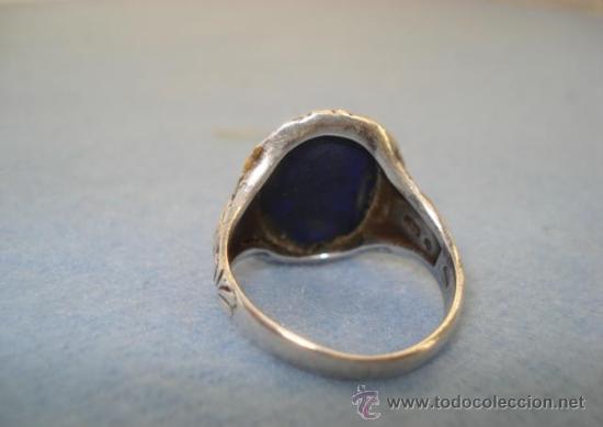 Joyeria: Antiguo anillo de plata y lapislazuli - Foto 3