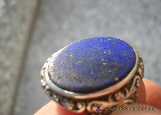 Joyeria: Antiguo anillo de plata y lapislazuli - Foto 4