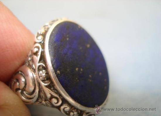 Joyeria: Antiguo anillo de plata y lapislazuli - Foto 6