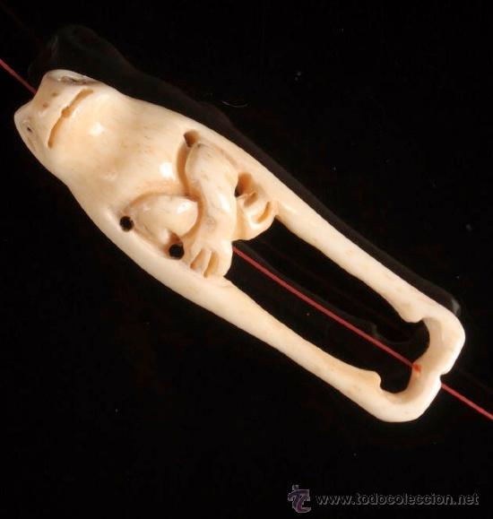Joyeria: CUIRIOSO Netsuke japones RANA DE HUESO - Foto 1