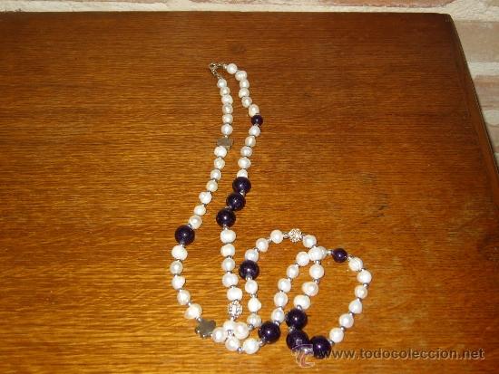 Joyeria: COLLAR LARGO DE PERLAS,CRISTAL MORADO Y ABALORIOS.VINTAGE. - Foto 2