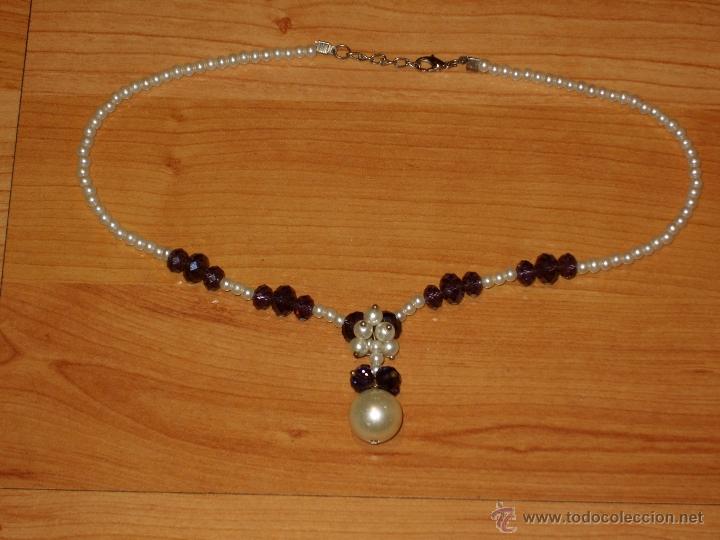 Joyeria: COLLAR DE PERLAS Y CRISTAL VIOLETA.VINTAGE. - Foto 1