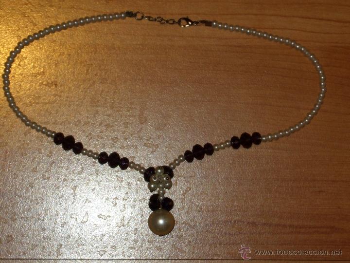 Joyeria: COLLAR DE PERLAS Y CRISTAL VIOLETA.VINTAGE. - Foto 2