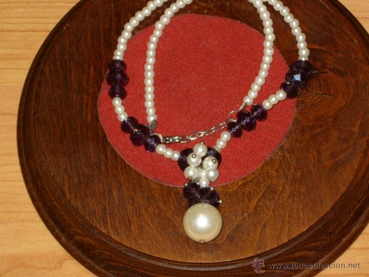 Joyeria: COLLAR DE PERLAS Y CRISTAL VIOLETA.VINTAGE. - Foto 3