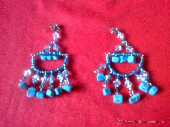 Joyeria: ANTIGUO PENDIENTE DE TURQUESAS Y CRISTALES DE ROCA - Foto 1