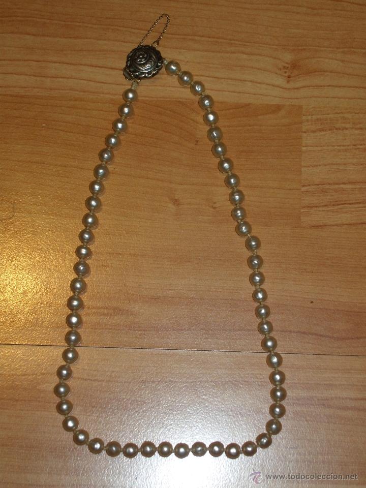 Joyeria: ANTIGUO COLLAR DE PERLAS CIERRE DE PLATA Y CADENA DE SEGURIDAD. - Foto 2