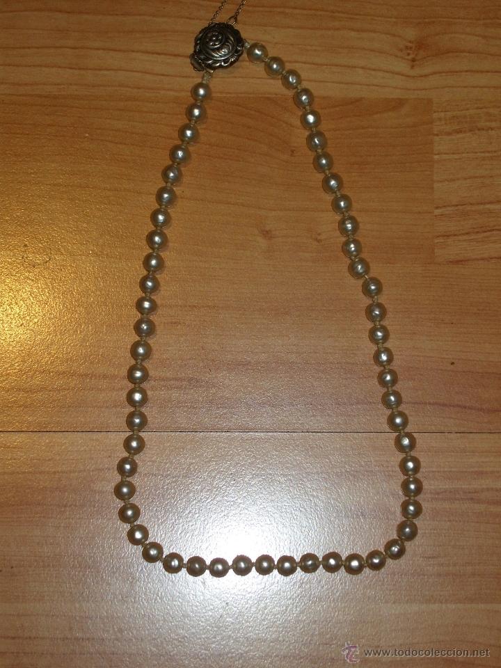 Joyeria: ANTIGUO COLLAR DE PERLAS CIERRE DE PLATA Y CADENA DE SEGURIDAD. - Foto 3