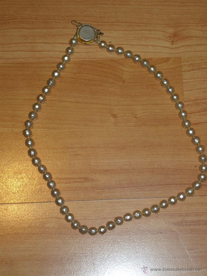 Joyeria: ANTIGUO COLLAR DE PERLAS CIERRE DE PLATA Y CADENA DE SEGURIDAD. - Foto 4