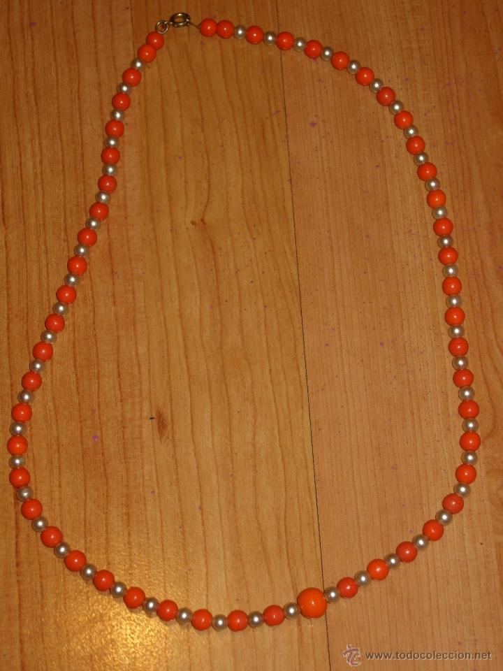 Joyeria: COLLAR LARGO DE OPALINA NARANJA Y PERLAS A&Ntilde;OS 70. - Foto 1