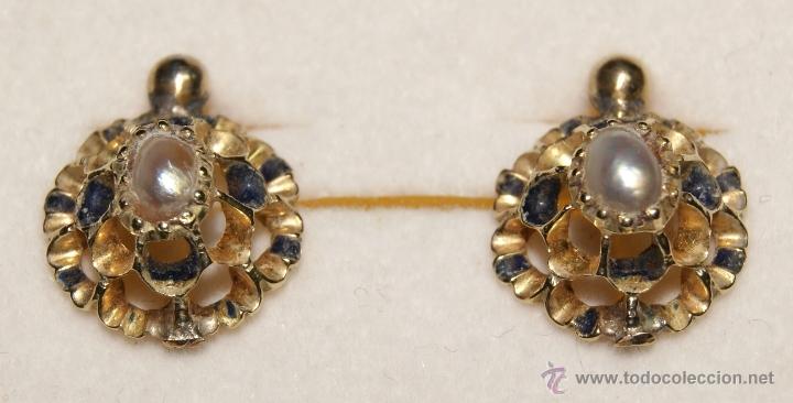 Joyeria: Pendientes Antiguos de Oro con Perlas - Foto 9