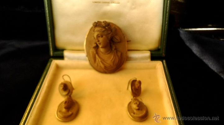 Joyeria: broche y pendientes en plata. piedra de lava - Foto 1
