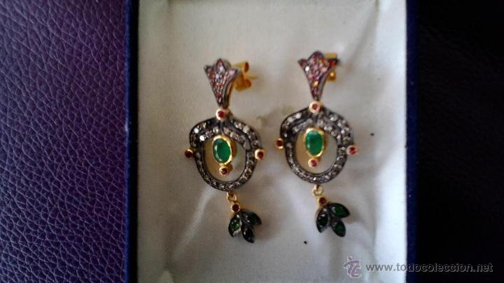 Joyeria: pendientes estilo isabelino con piedras preciosas - Foto 1