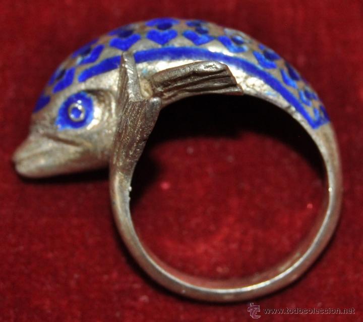 Joyeria: ANILLO DE PLATA Y CON DECORACIONES EN ESMALTE AZUL, EN FORMA DE DELF&Iacute;N - Foto 1