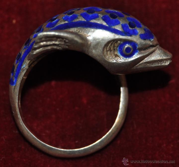 Joyeria: ANILLO DE PLATA Y CON DECORACIONES EN ESMALTE AZUL, EN FORMA DE DELF&Iacute;N - Foto 2
