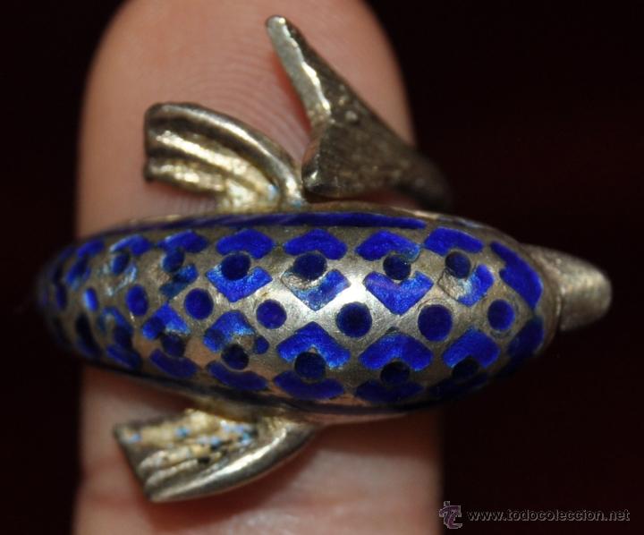 Joyeria: ANILLO DE PLATA Y CON DECORACIONES EN ESMALTE AZUL, EN FORMA DE DELF&Iacute;N - Foto 3