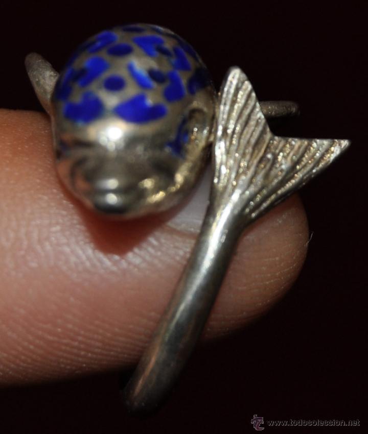 Joyeria: ANILLO DE PLATA Y CON DECORACIONES EN ESMALTE AZUL, EN FORMA DE DELF&Iacute;N - Foto 5
