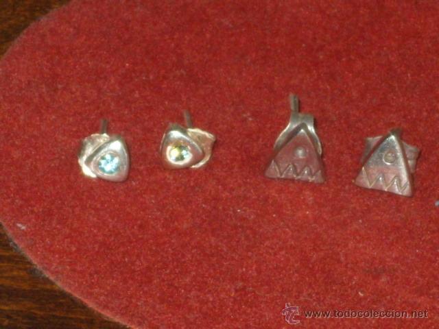 Joyeria: 2 . JUEGO DE PENDIENTES DE PLATA. - Foto 2